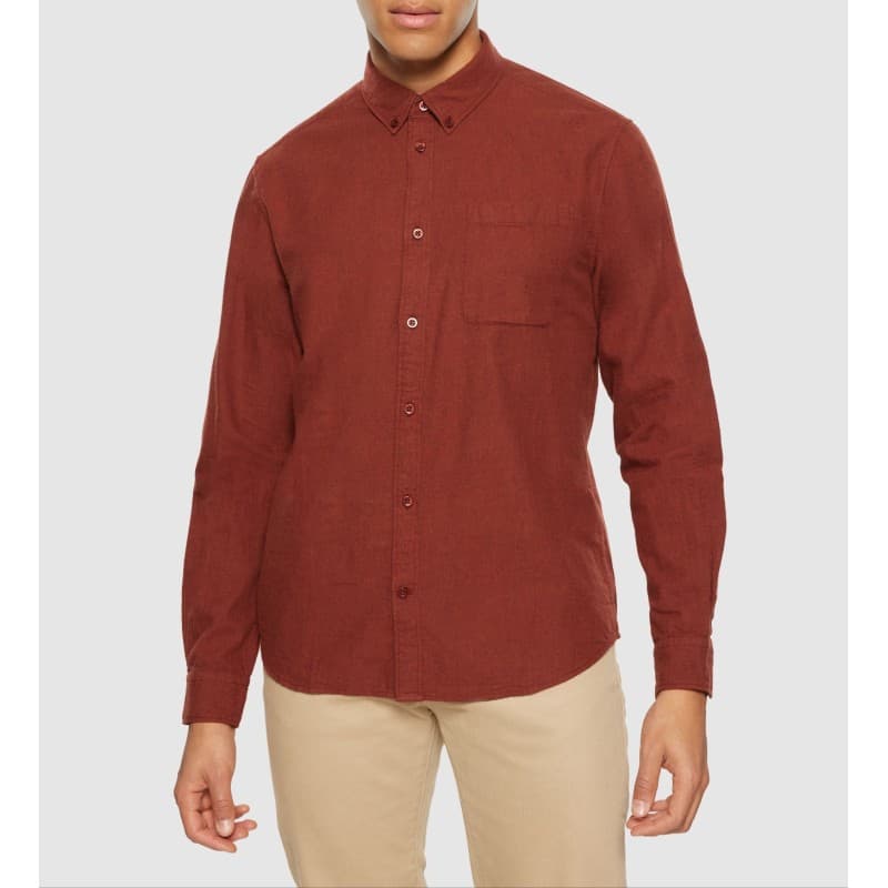 Chemise en flanelle bio brique KNOWLEDGE COTTON APPAREL - XS