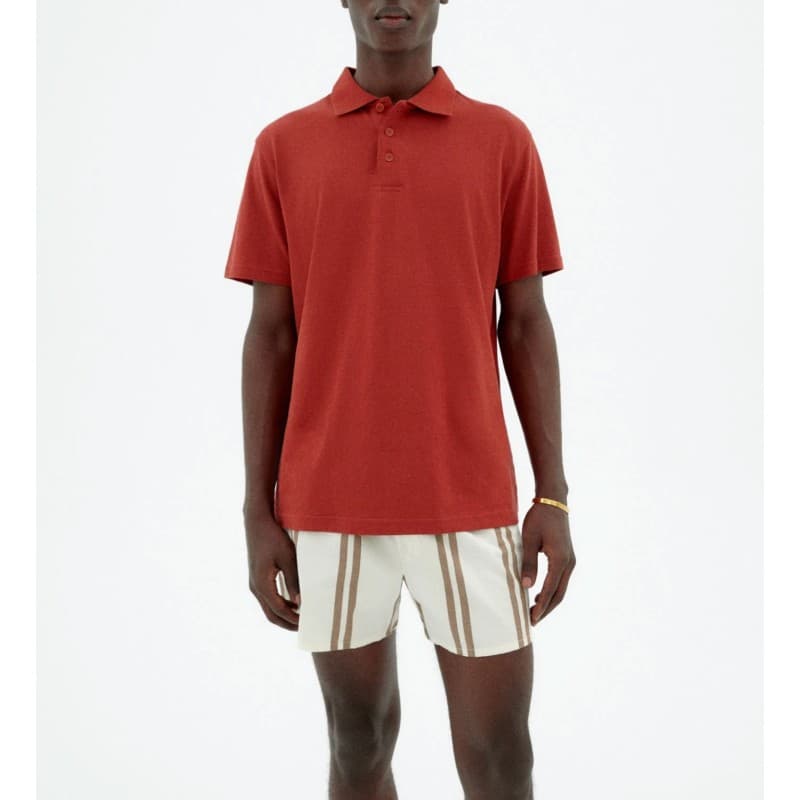 Polo Chanvre Coton Bio Rouge Brique THINKING MU - S