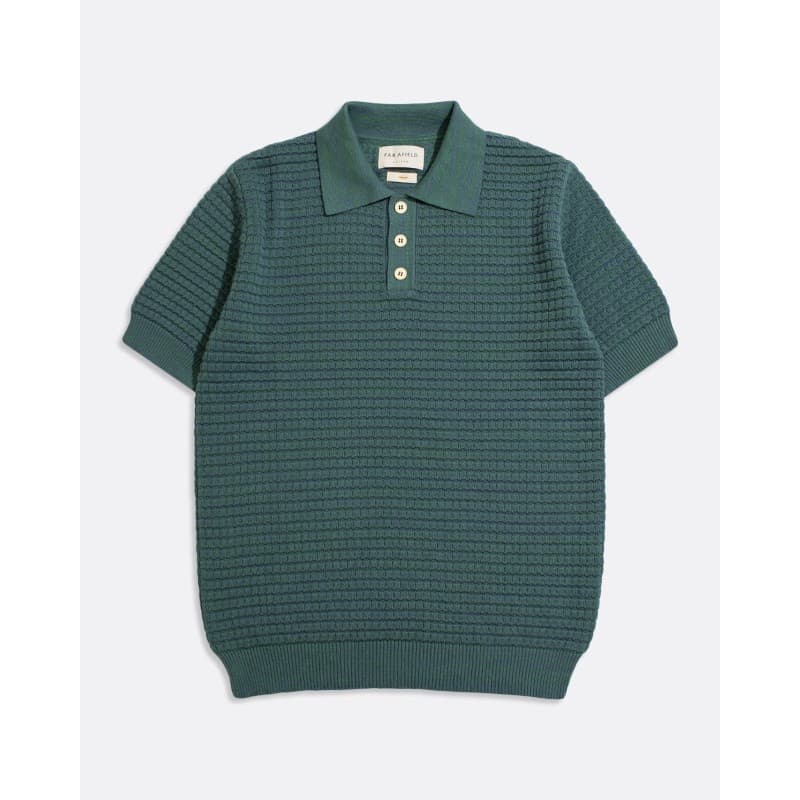 Polo Maille Renard Twisted Bleu Vert FAR AFIELD - M