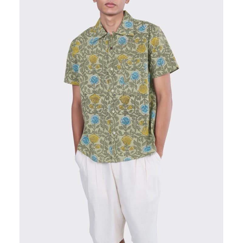 Chemise Chintan Block Print Gris-Vert KARDO - M