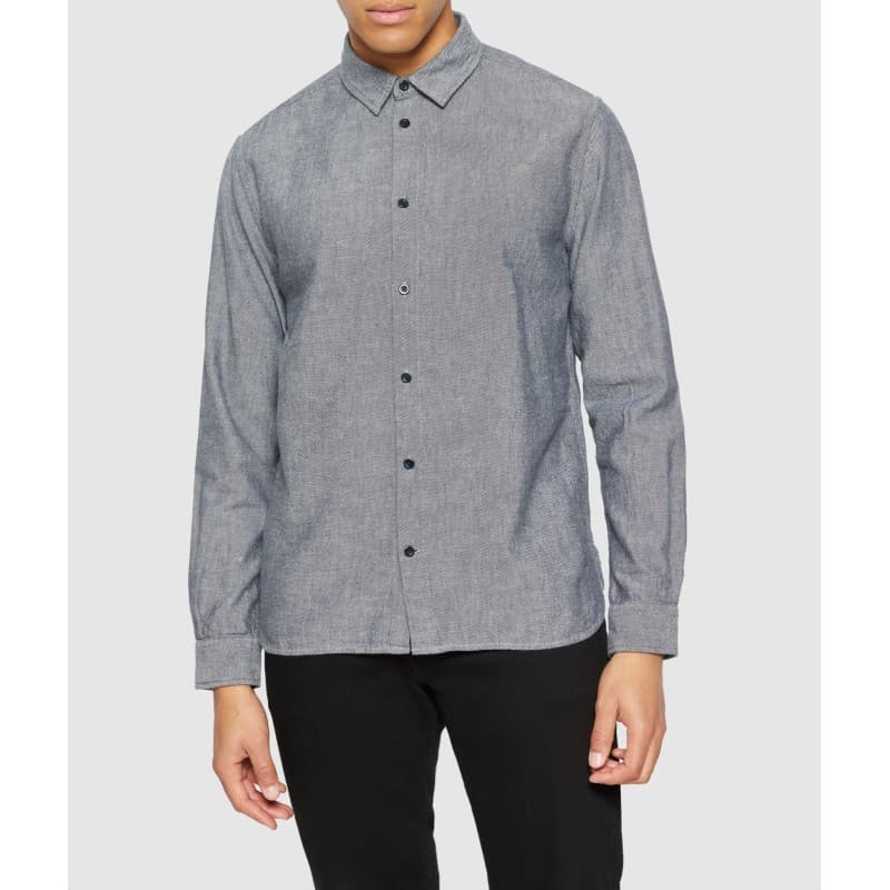 Chemise en flanelle bio bleu chiné KNOWLEDGE COTTON APPAREL - M