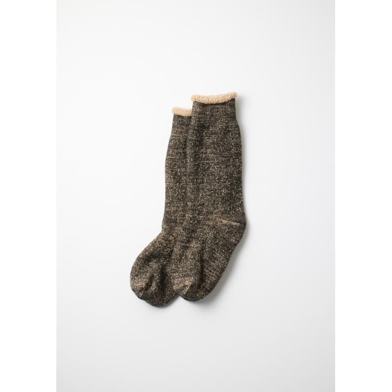 Chaussettes double face merino coton Noir / Beige ROTOTO - 42-45FR/9-11US