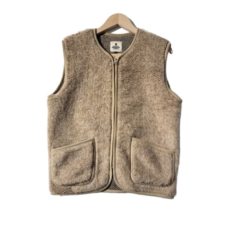 Gilet laine Pepitko Herringbone Camel COLDBREAKER - M