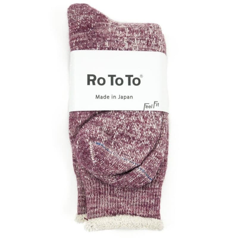 Chaussettes bordeaux double face merino / coton bio ROTOTO - 36-39FR/5-7US