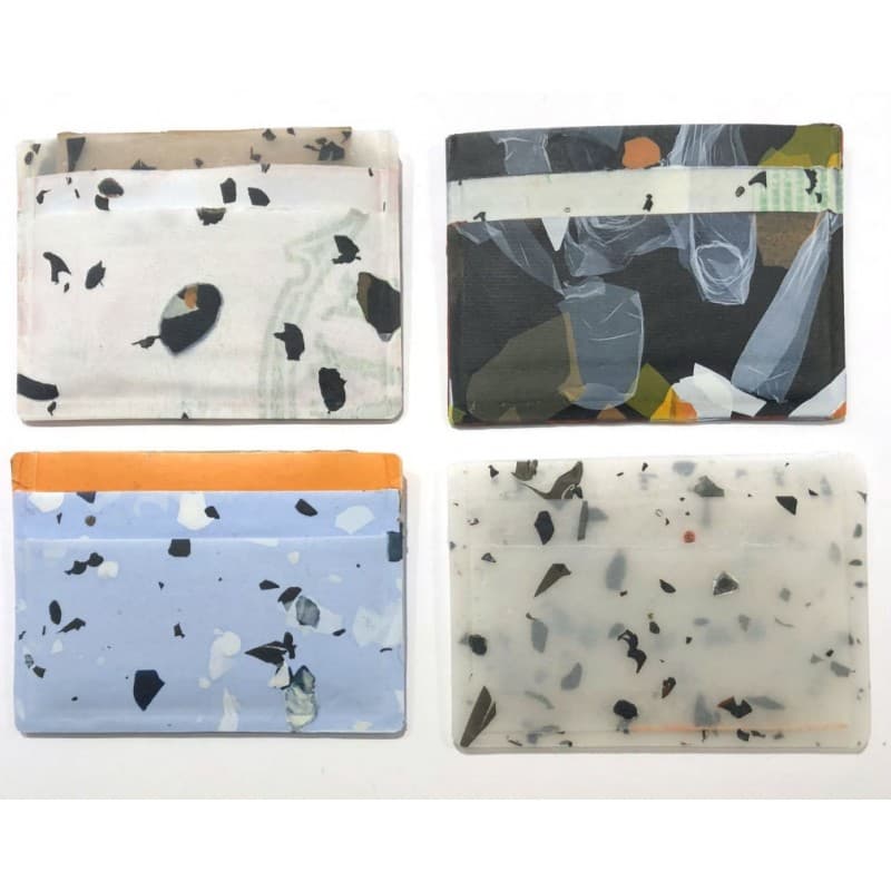 Porte-cartes en sacs plastiques upcyclés JOLENE JOLENE - Bleu et orange