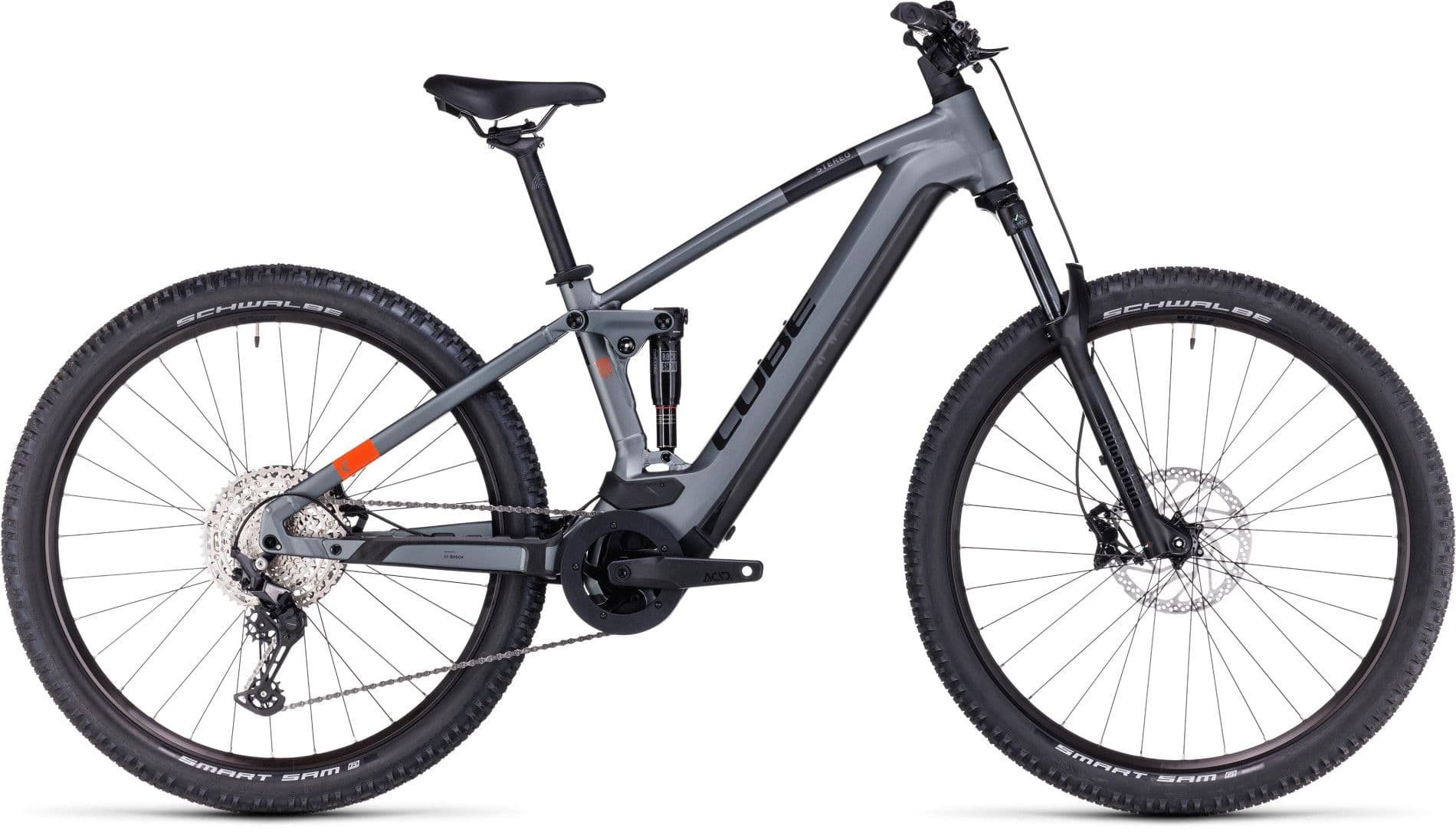 Cube Stereo Hybrid 120 Pro - VTT Électrique Tout-Suspendu - Gris/Orange - XL