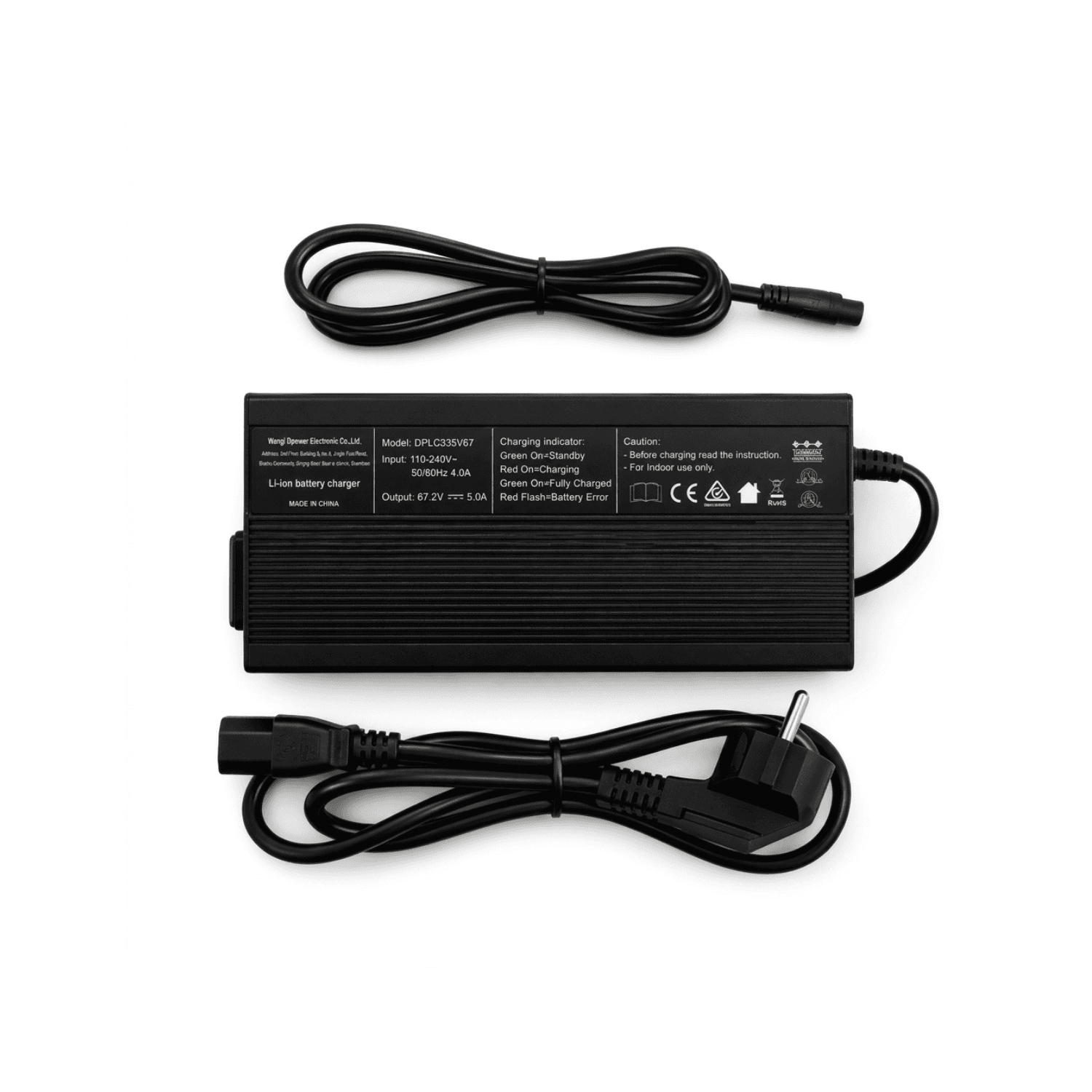 Chargeur d'origine Veehop 67,2V – Batterie Lithium-Ion