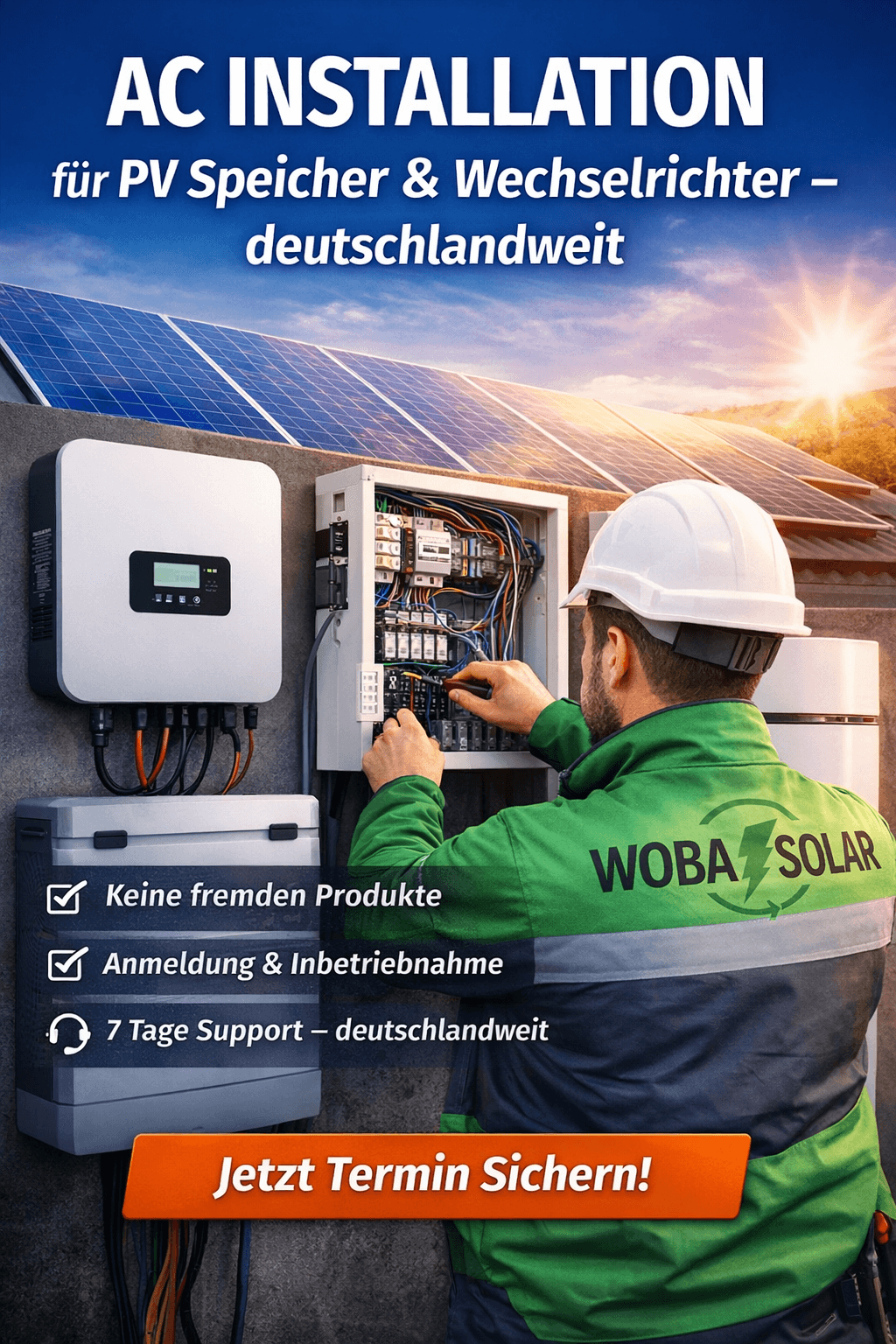 AC Installation für PV Speicher & Wechselrichter – deutschlandweit
