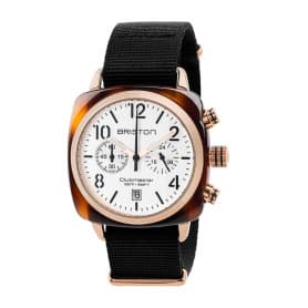 Montre chronographe Briston Clubmaster Classic Acétate écaille de tortue cadran blanc et or rose