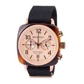 Montre chronographe Briston Clubmaster Classic Acétate écaille de tortue cadran champagne rosé et or rose