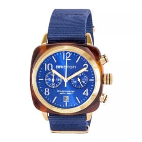 Montre chronographe Briston Clubmaster Classic Acétate écaille de tortue bleu soleillé/bleu marine