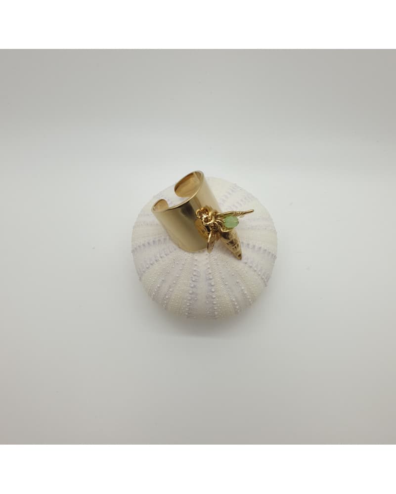 Bague chevalière breloques GM - doré