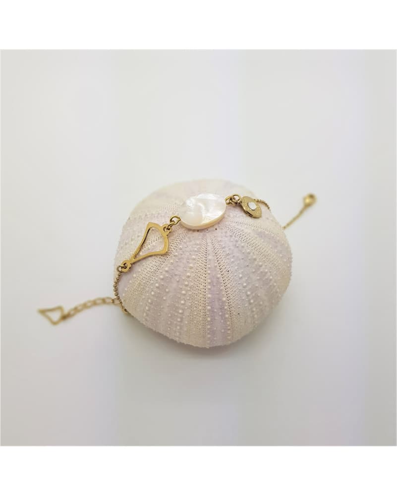 Bracelet Ancre et perle ovale - doré