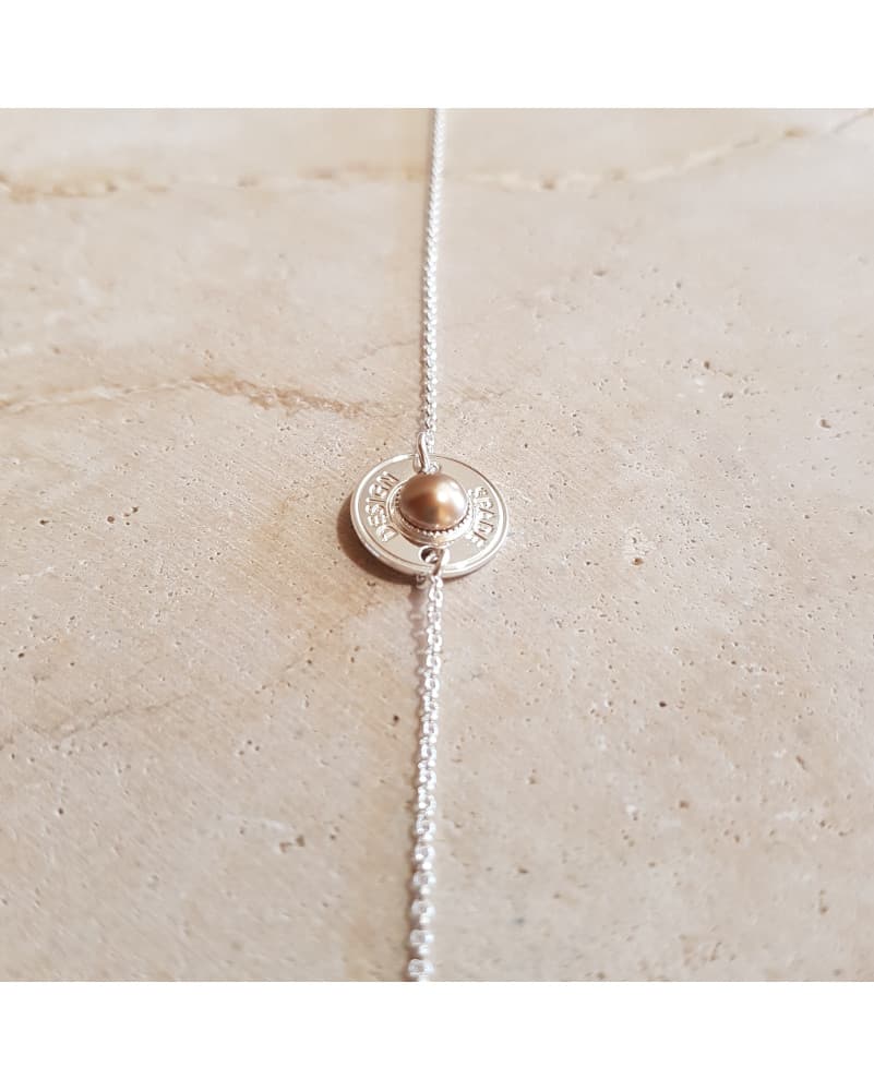 Bracelet hublot - argenté - Swarovski perle nacrée bronze