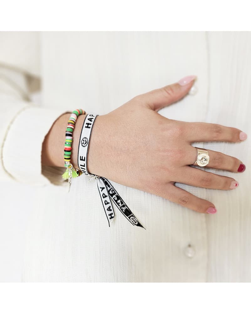Duo de Bracelets Fun - HAPPY (composé de bij129-03 + bij130-03)