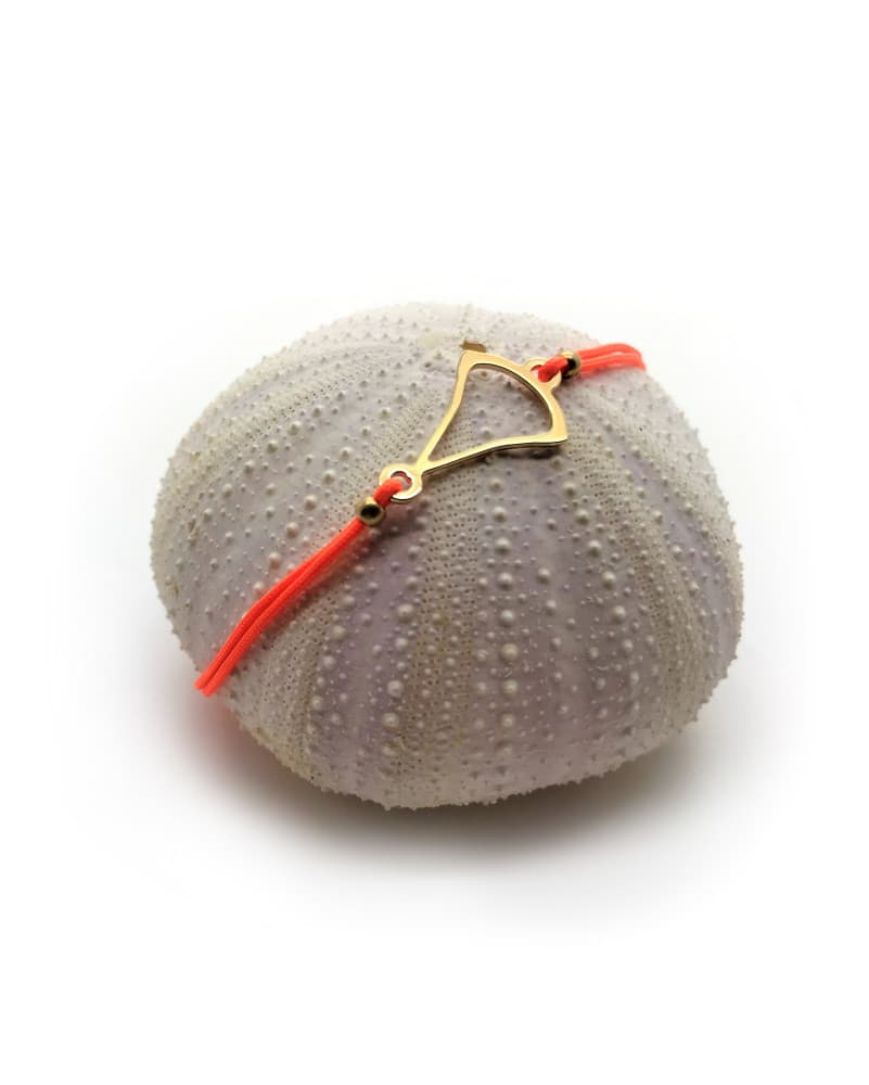 bracelet cordon minimaliste - orange fluo - doré