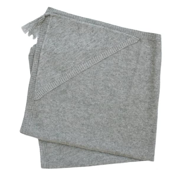 Couverture cachemire Ă capuche SWEETY grise - 80 cm