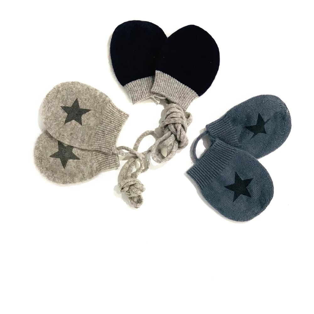 Moufles cachemire avec une étoile MIMINE - 3M - 6M -12M - bleu - camel - choco - framboise - gris - rose1 - rose2 - taupe