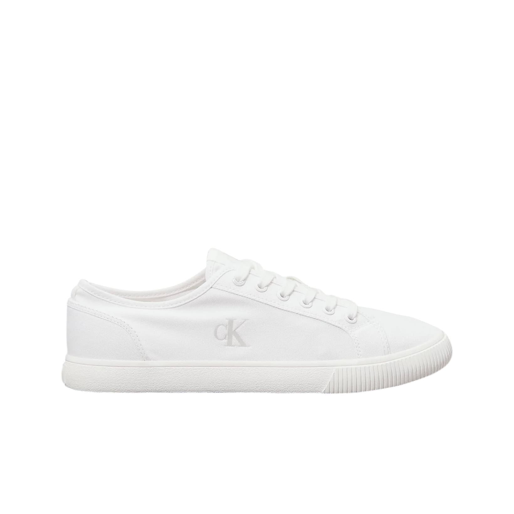 BASKET BASSE EN TOILE CALVIN KLEIN BLANC