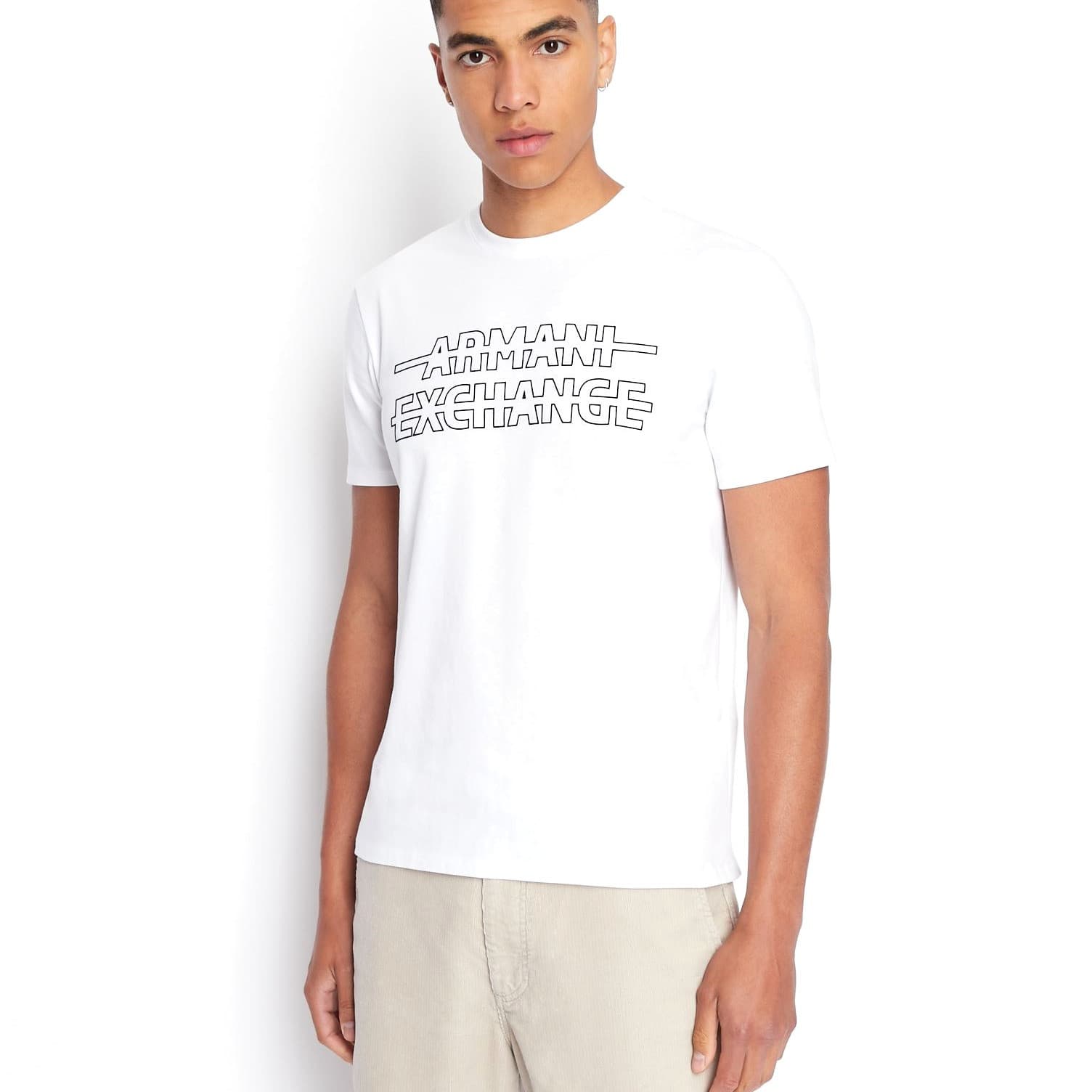 TSHIRT ARMANI EXCHANGE LOGO BRODER BLANC
