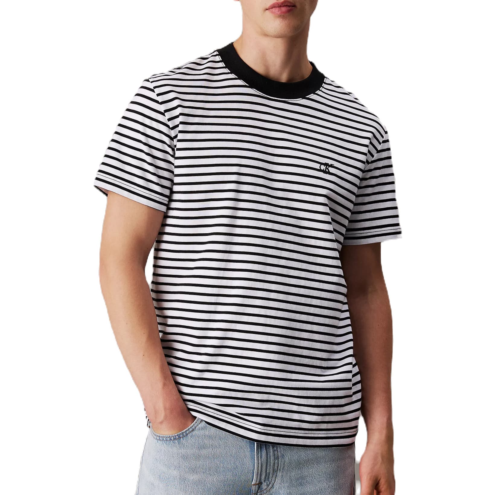 T-SHIRT EN JERSEY ÉPAIS AVEC MONOGRAMME RAYÉ