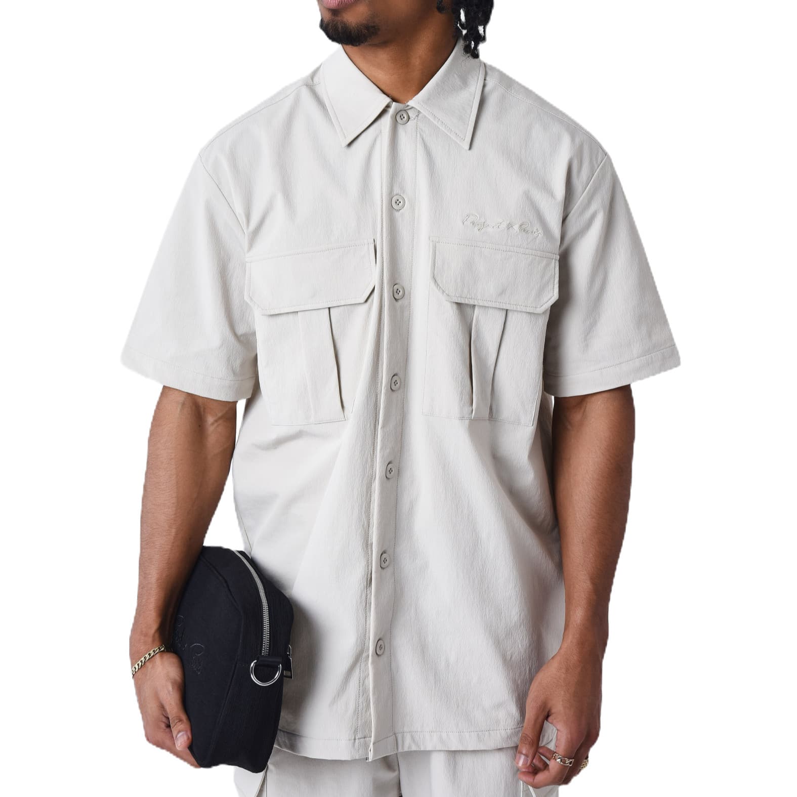 CHEMISE MANCHE COURTE UNI PROJECT X PARIS GREIGE