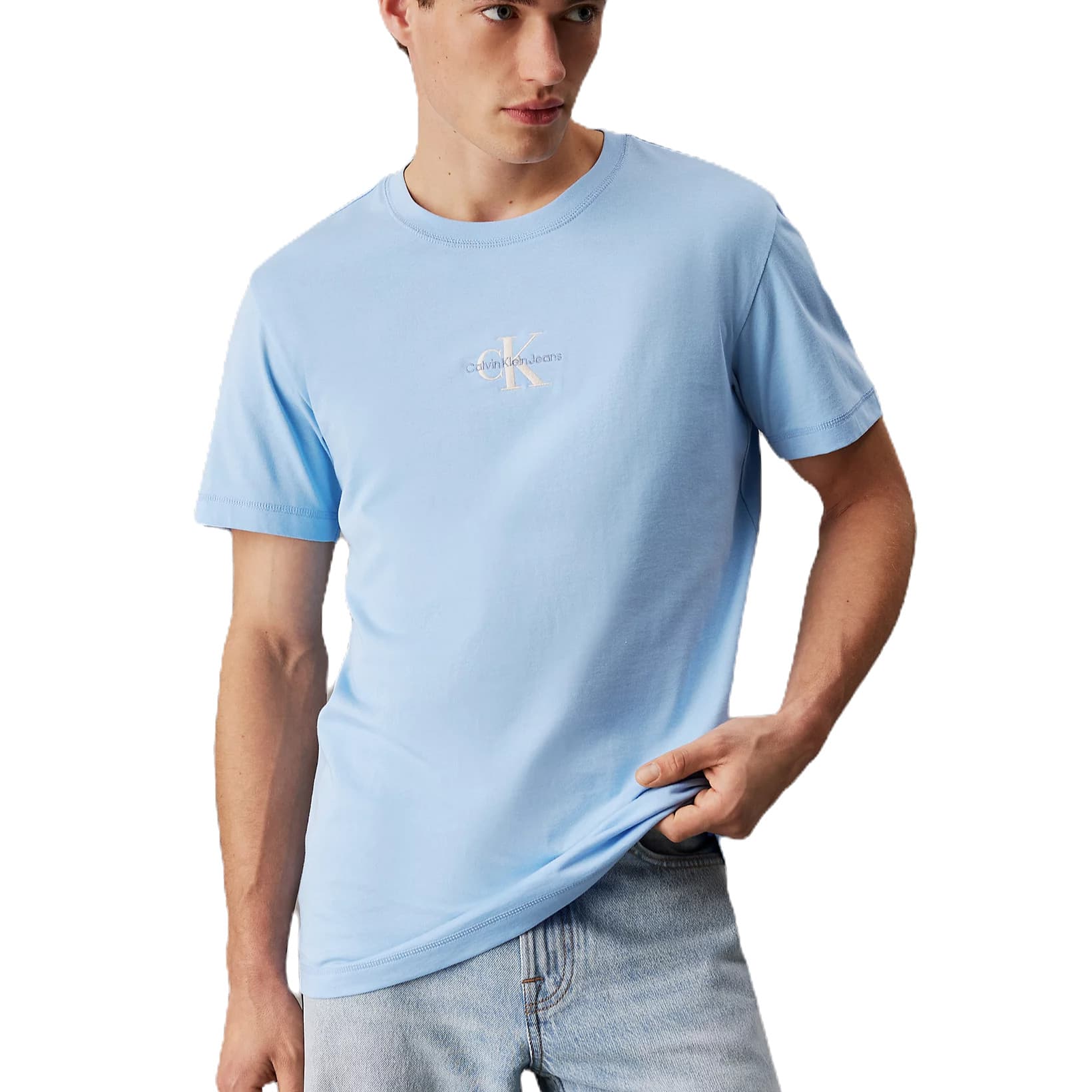T-SHIRT CALVIN KLEIN MONOGRAMME BLEU CIEL