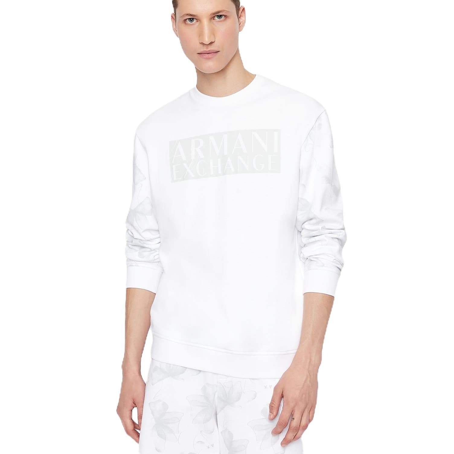 SWEAT ARMANI EXCHANGE FLORAL BLANC