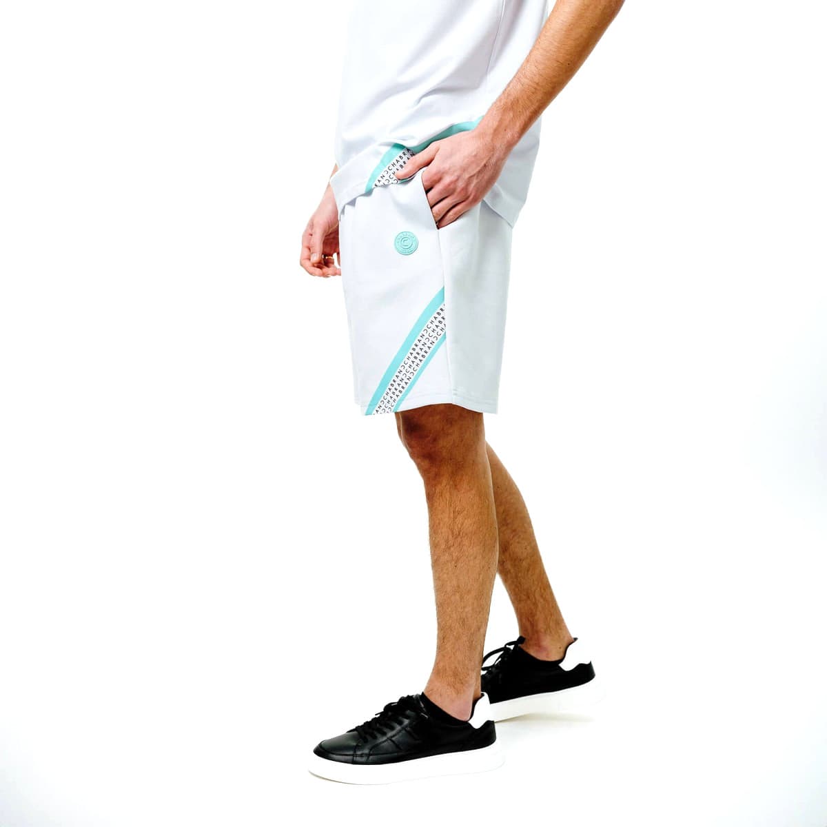 SHORT CHABRAND RAYURE BLANC/BLEU CIEL