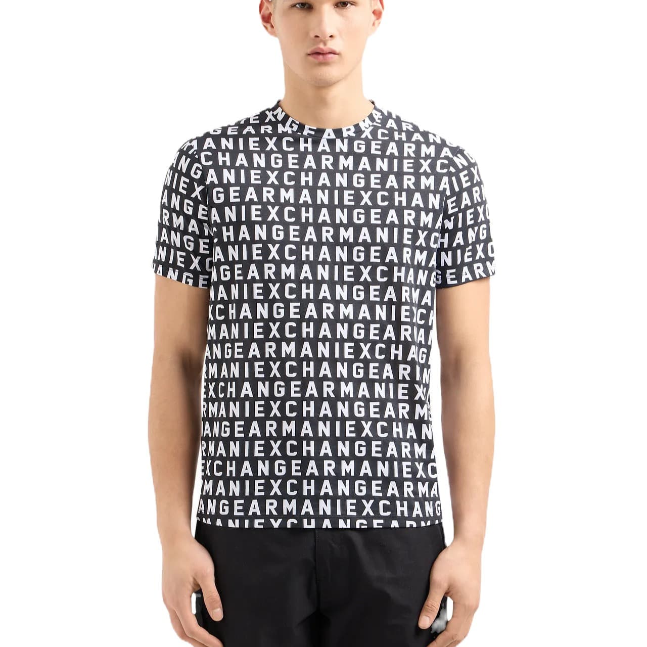 T-SHIRT COUPE STANDARD MONOGRAMME ARMANI EXCHANGE NOIR