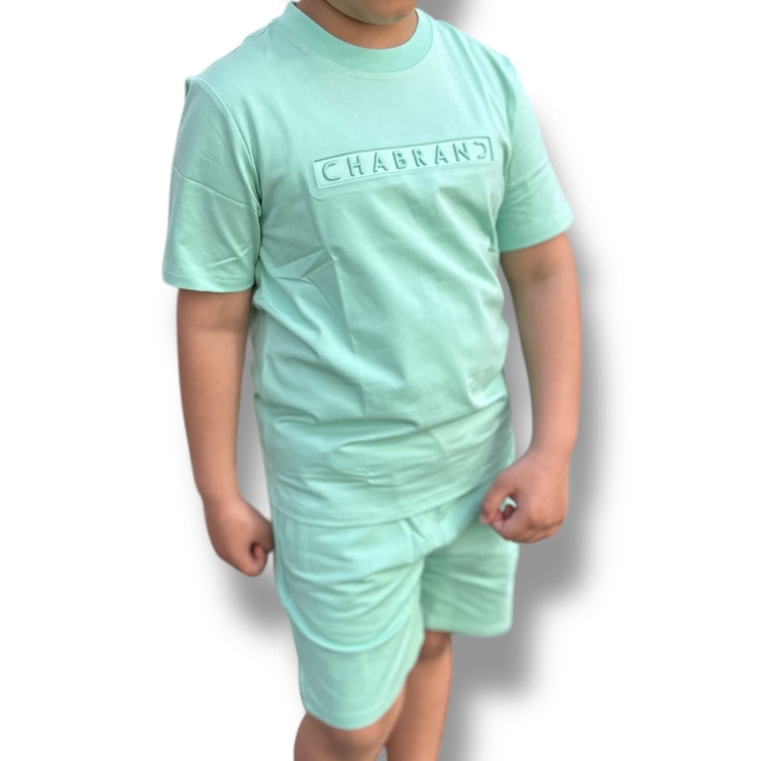 ENSEMBLE SHORT & T-SHIRT CHABRAND JUNIOR LOGO 3D VERT D'EAU