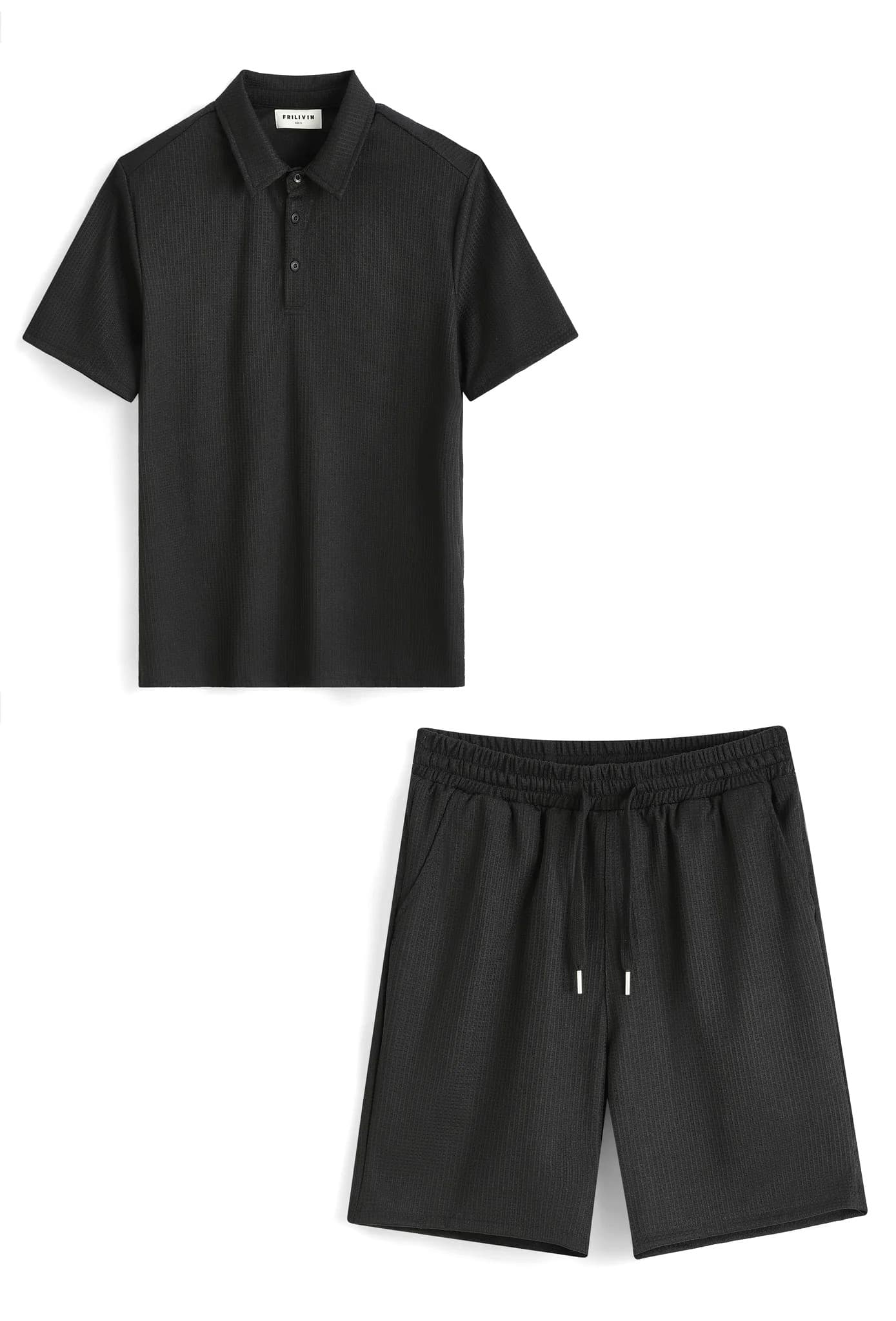 ENSEMBLE POLO SHORT CASUAL NOIR