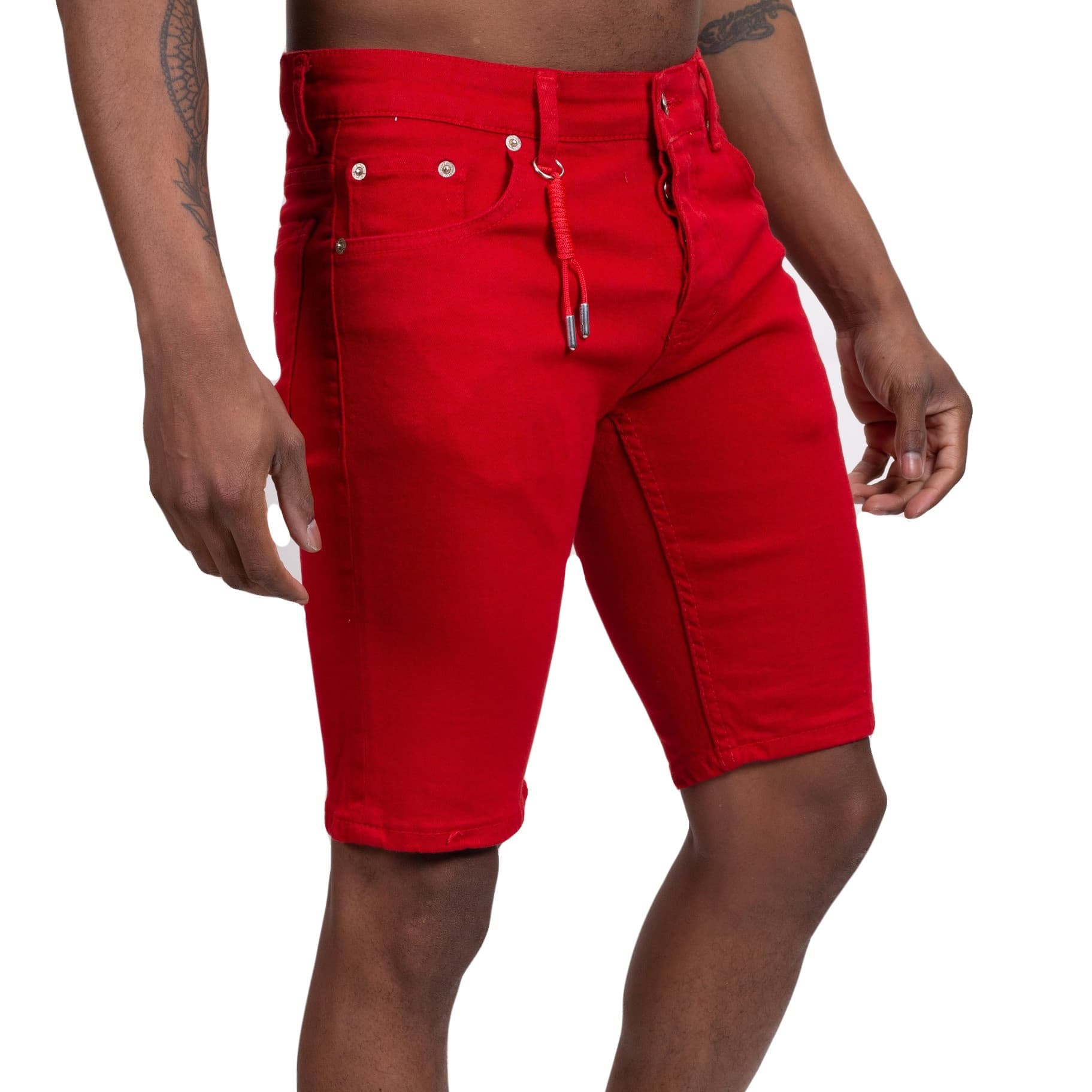 BERMUDA JEAN COUPE SLIM UNIPLAY ROUGE