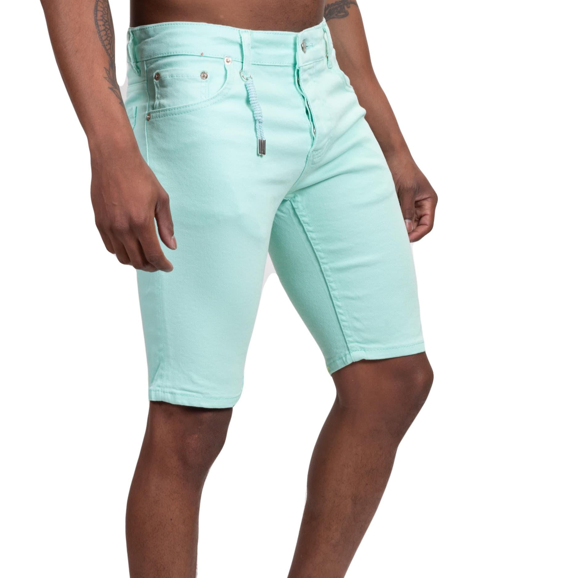 BERMUDA JEAN COUPE SLIM UNIPLAY VERT D'EAU