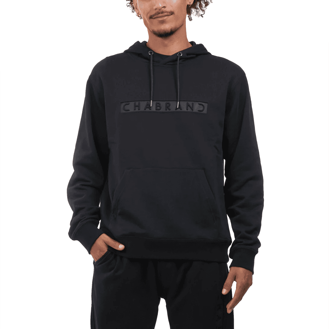 SWEAT A CAPUCHE CHABRAND LOGO ENCADRE NOIR