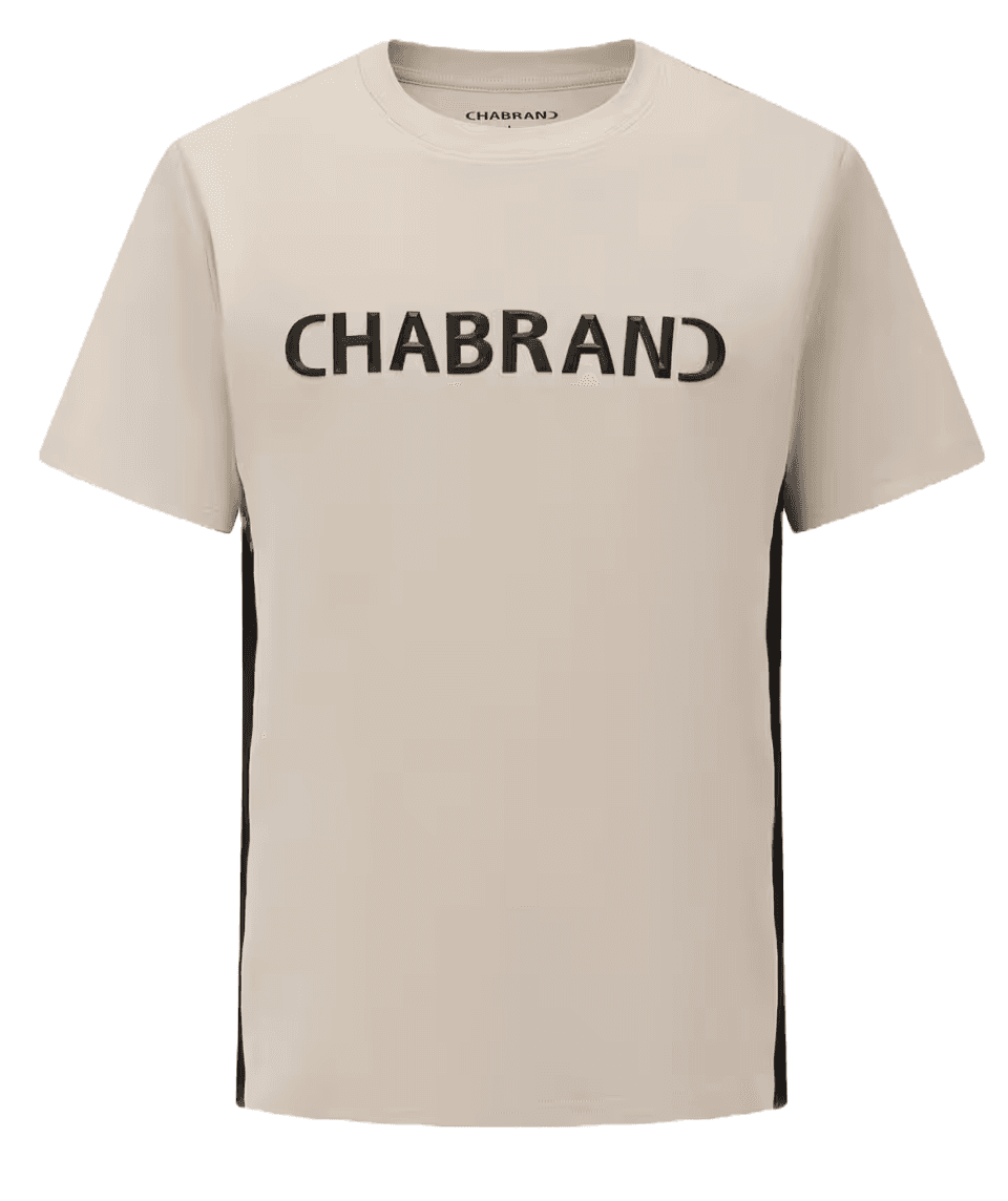 T-SHIRT CHABRAND LOGO RELIEF BEIGE NOIR