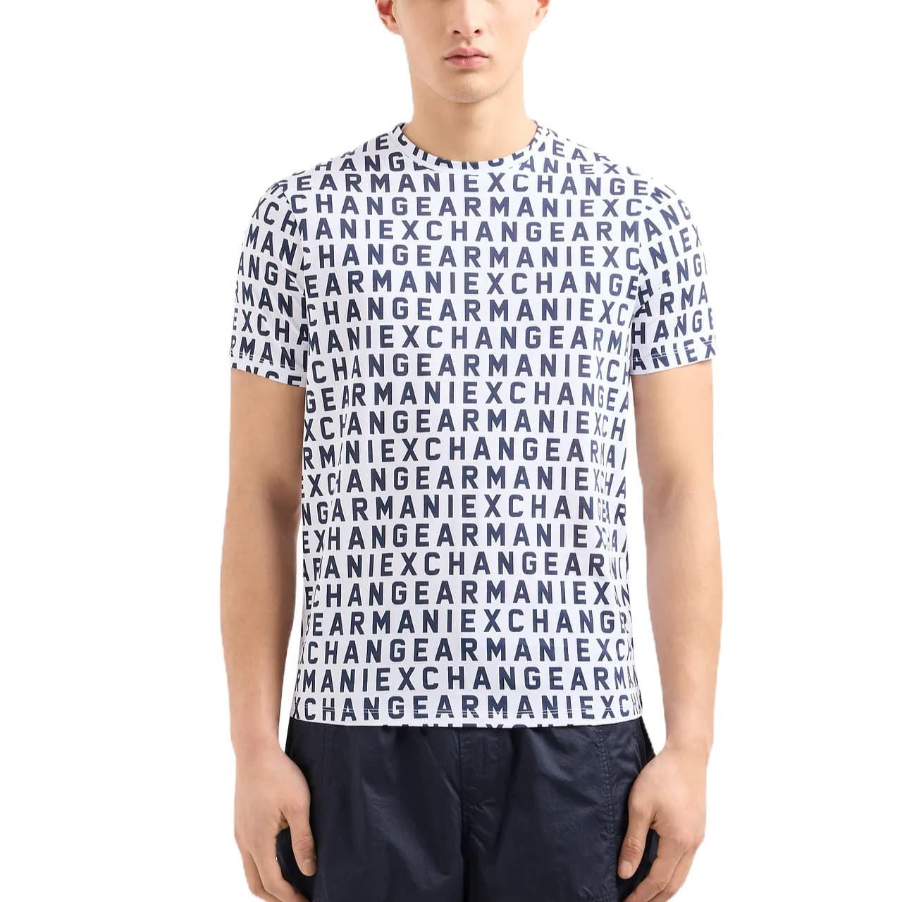 T-SHIRT COUPE STANDARD MONOGRAMME ARMANI EXCHANGE BLANC