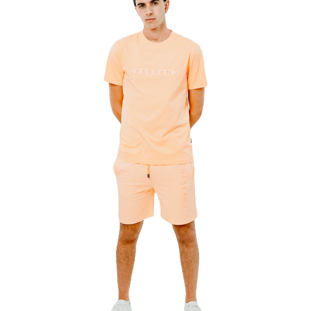 ENSEMBLE SHORT & T-SHIRT LOGO ENCADRÉ CHABRAND ABRICOT