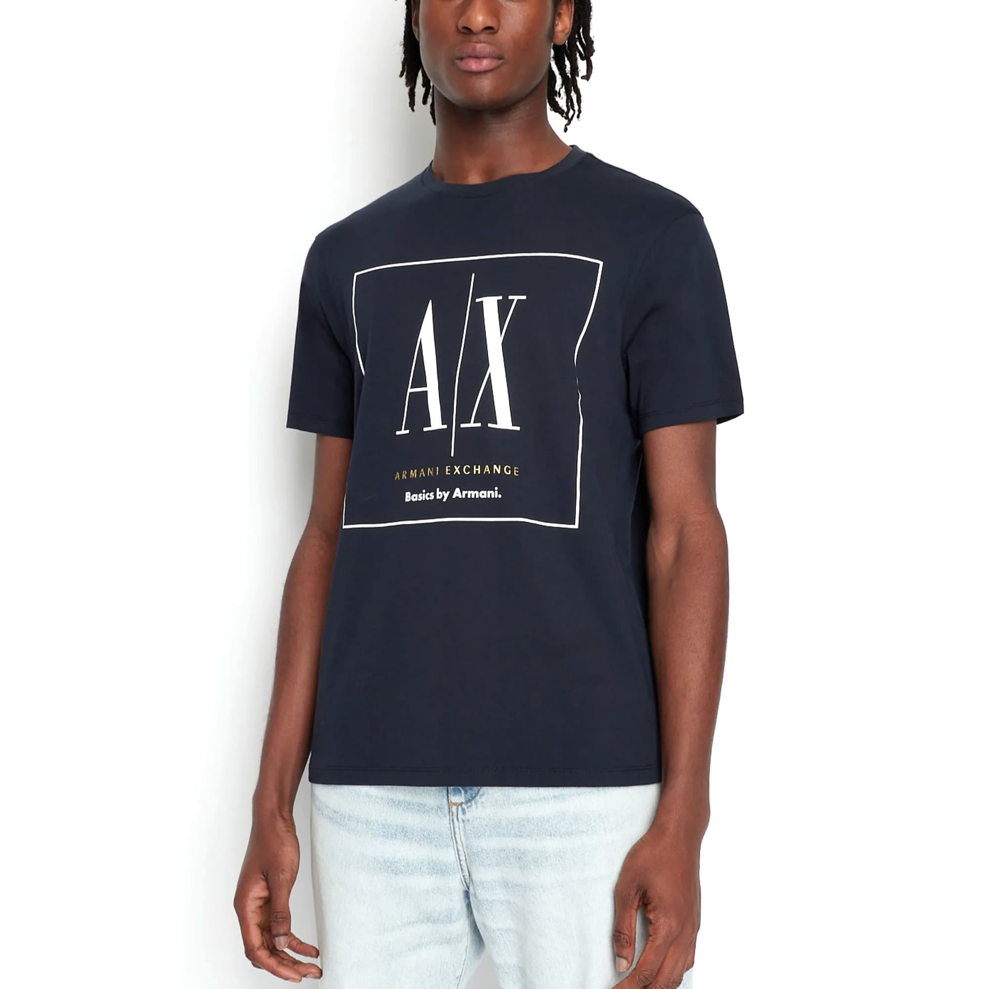 T-SHIRT ARMANI EXCHANGE BASIC GROS LOGO MARINE