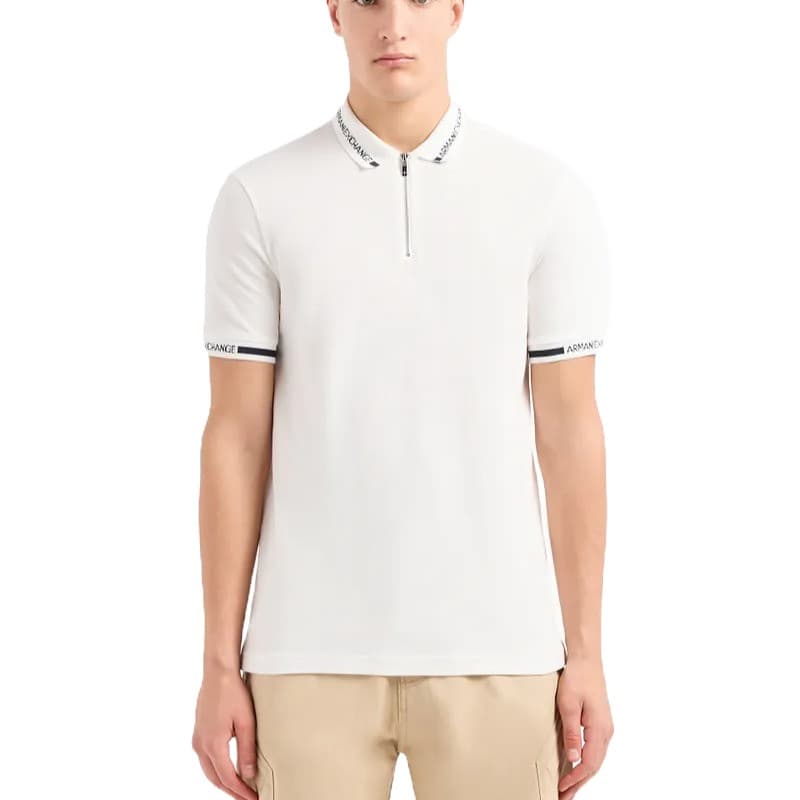 POLO ARMANI EXCHANGE ZIPPE BLANC