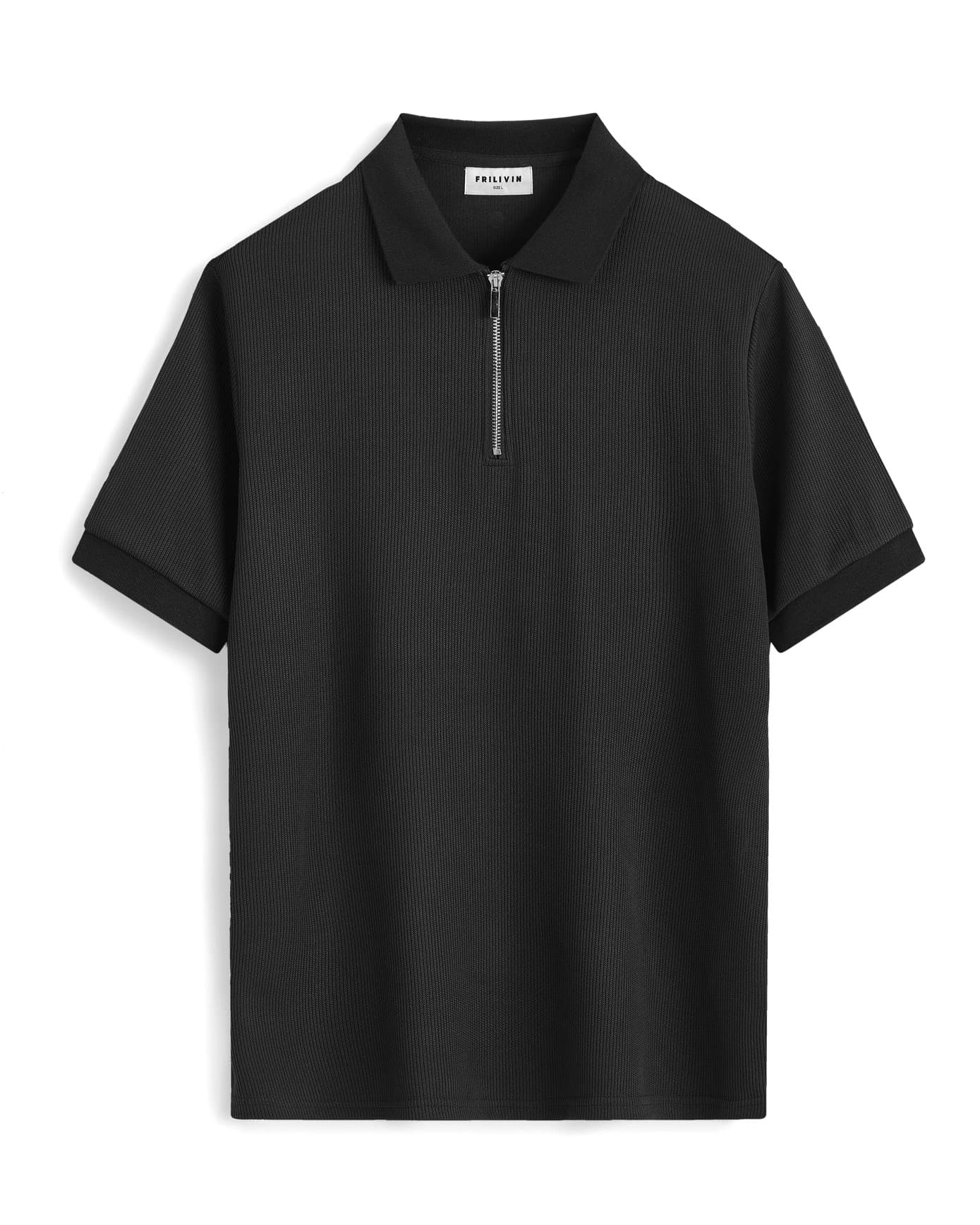 POLO ZIPPE COL CLASSIQUE NOIR