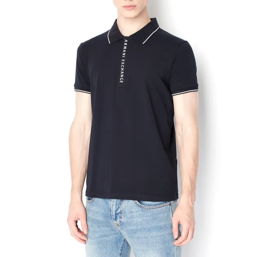 POLO ARMANI EXCHANGE ZIP CACHE BLEU MARINE