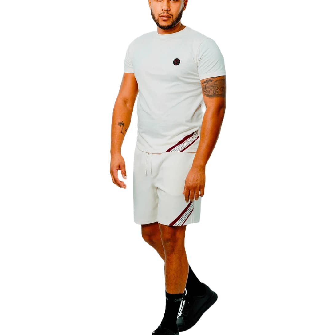ENSEMBLE SHORT & T-SHIRT IMPRESSION LOGO CHABRAND ÉCRU
