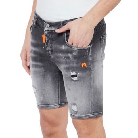 SHORT EN JEAN NEON ORANGE SPOTTED MY BRAND