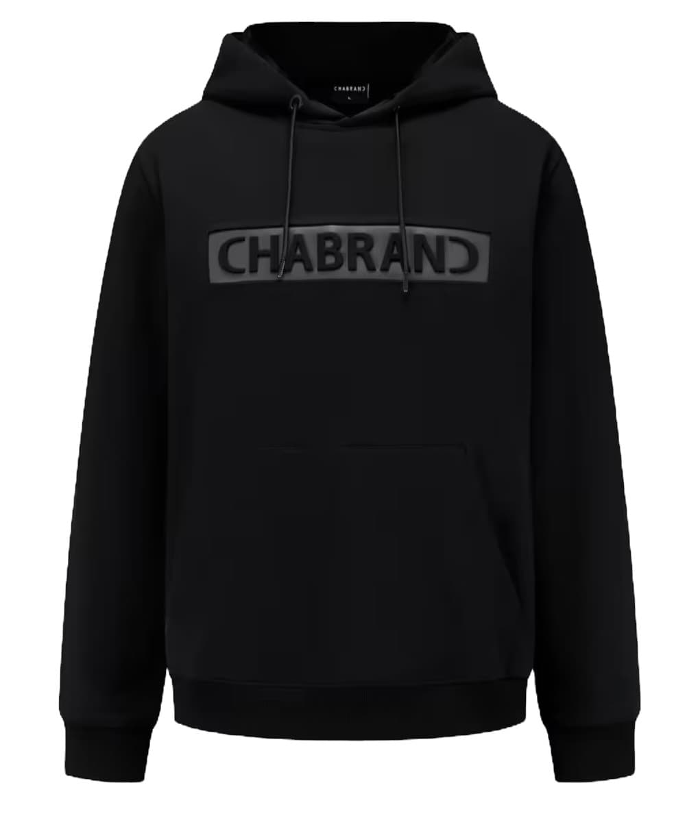 SWEAT-SHIRT LOGO ENCADRÉ RÉFLÉCHISSANT NOIR CHABRAND
