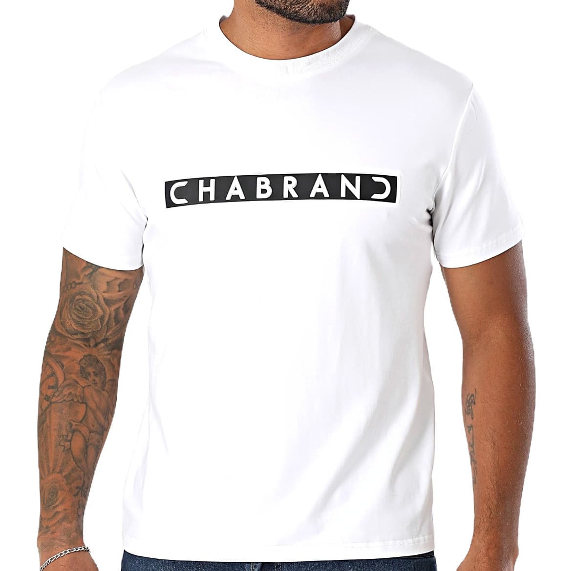 T-SHIRT CHABRAND BLANC LOGO NOIR