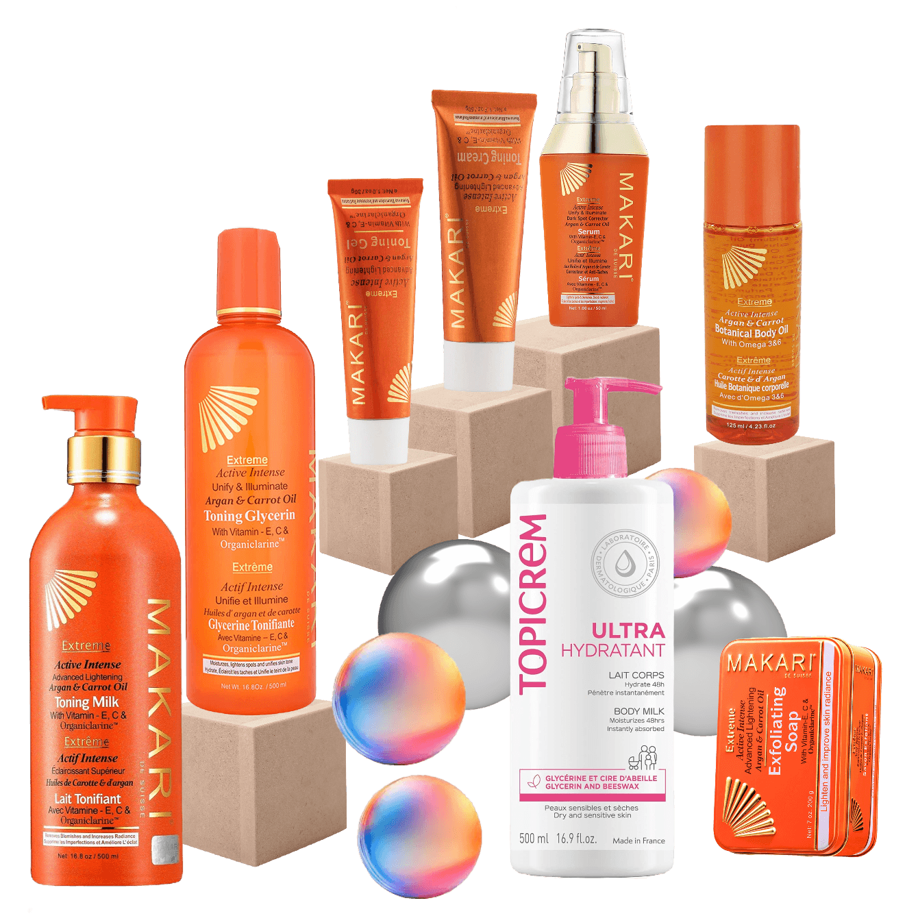 Gamme extrême-Makari et un Lait Topicrem