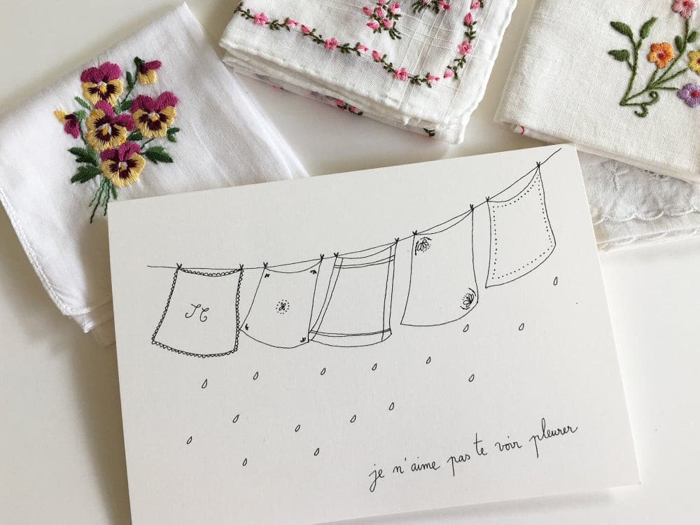 Carte pour sécher tes larmes et son mouchoir en tissu