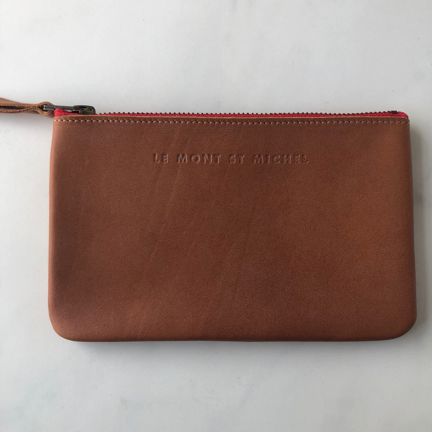 Pochette en cuir végétal camel Le Mont Saint Michel