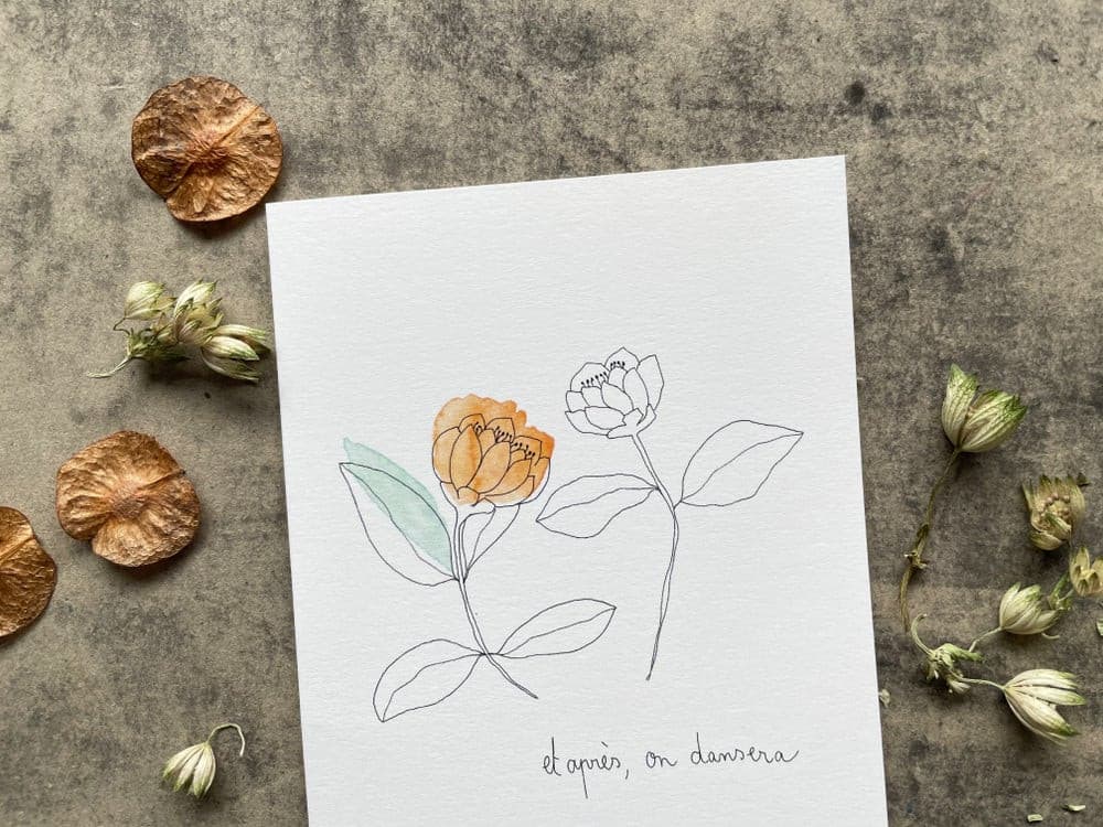 Carte double avec enveloppe "et après, on dansera"